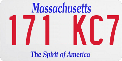 MA license plate 171KC7