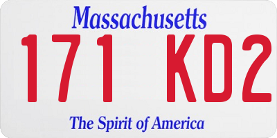 MA license plate 171KD2