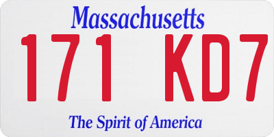 MA license plate 171KD7