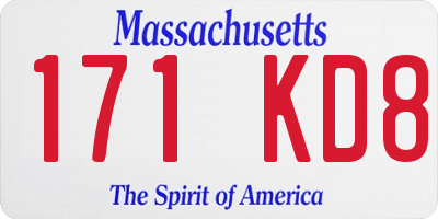 MA license plate 171KD8