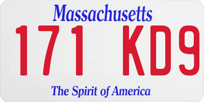 MA license plate 171KD9