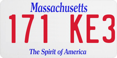 MA license plate 171KE3