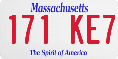MA license plate 171KE7