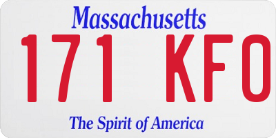 MA license plate 171KF0