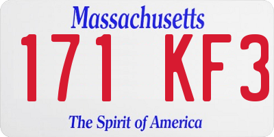 MA license plate 171KF3