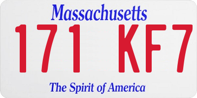 MA license plate 171KF7