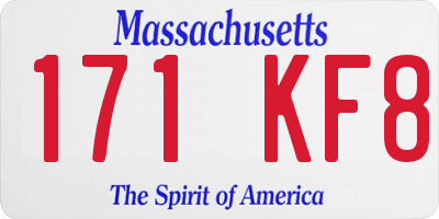 MA license plate 171KF8