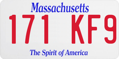 MA license plate 171KF9