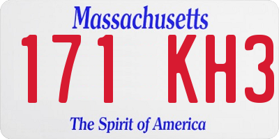 MA license plate 171KH3