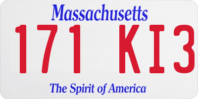 MA license plate 171KI3