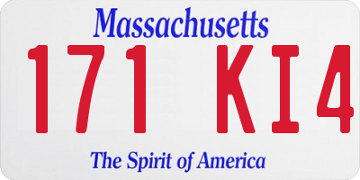 MA license plate 171KI4
