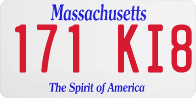 MA license plate 171KI8