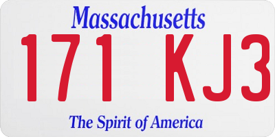 MA license plate 171KJ3