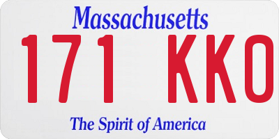 MA license plate 171KK0
