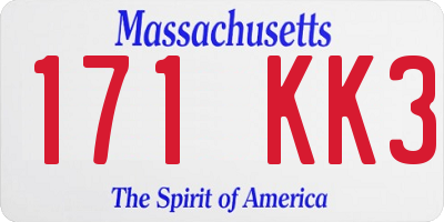 MA license plate 171KK3