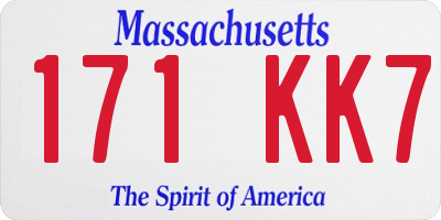 MA license plate 171KK7