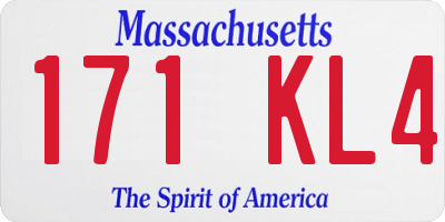 MA license plate 171KL4
