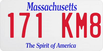MA license plate 171KM8