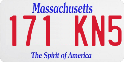 MA license plate 171KN5