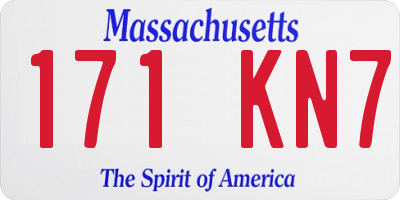 MA license plate 171KN7