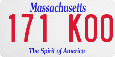 MA license plate 171KO0