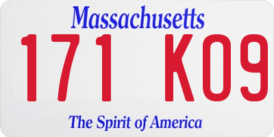 MA license plate 171KO9