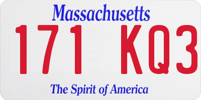 MA license plate 171KQ3