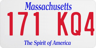MA license plate 171KQ4