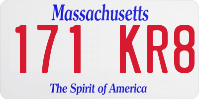 MA license plate 171KR8