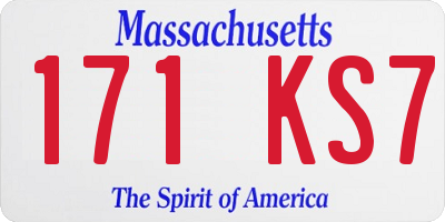 MA license plate 171KS7