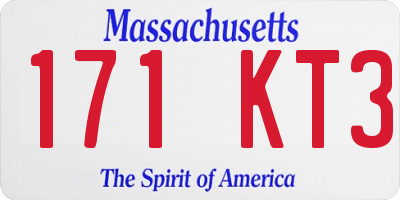 MA license plate 171KT3