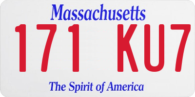 MA license plate 171KU7