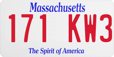 MA license plate 171KW3