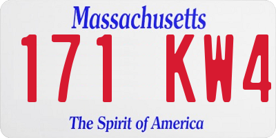 MA license plate 171KW4