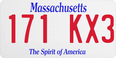 MA license plate 171KX3
