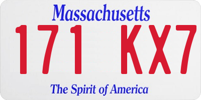MA license plate 171KX7