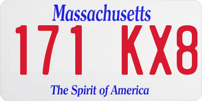 MA license plate 171KX8