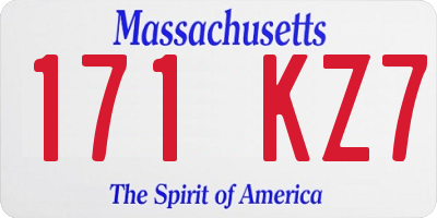 MA license plate 171KZ7