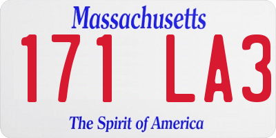MA license plate 171LA3