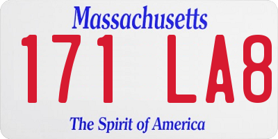 MA license plate 171LA8