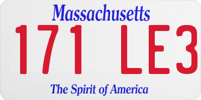 MA license plate 171LE3