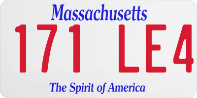 MA license plate 171LE4