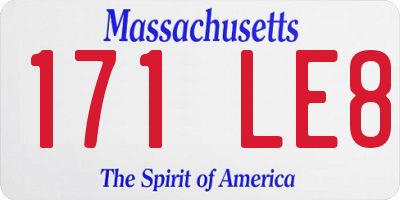 MA license plate 171LE8