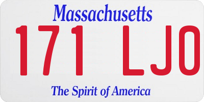 MA license plate 171LJ0