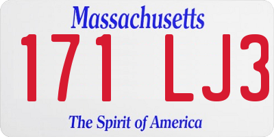 MA license plate 171LJ3