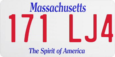 MA license plate 171LJ4