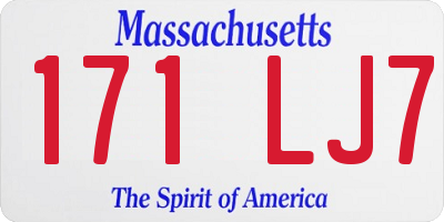 MA license plate 171LJ7