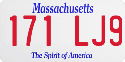 MA license plate 171LJ9