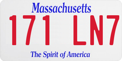 MA license plate 171LN7