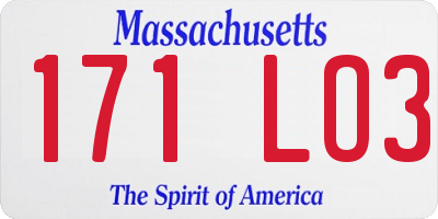 MA license plate 171LO3